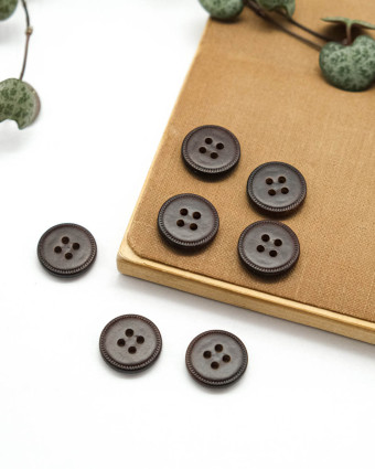Bouton Imitation Cuir Piqure - Marron - Mercerine