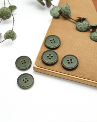 Bouton Imitation Cuir Piqure - Vert - Mercerine
