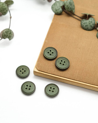 Bouton Imitation Cuir Piqure - Vert - Mercerine