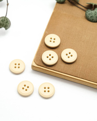 Bouton Imitation Cuir Piqure - Beige - Mercerine
