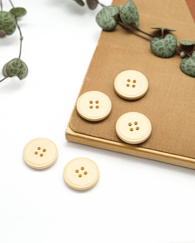 Bouton Imitation Cuir Piqure - Beige - Mercerine