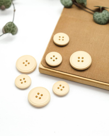 Bouton Imitation Cuir Piqure - Beige - Mercerine