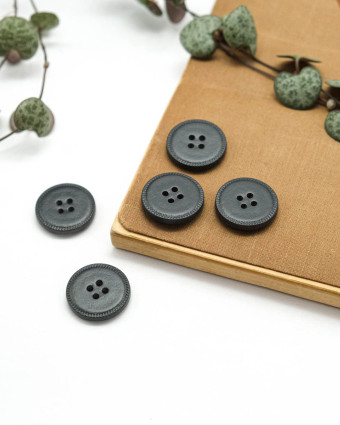 Bouton Imitation Cuir Piqure - Anthracite - Mercerine