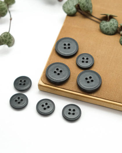 Bouton Imitation Cuir Piqure - Anthracite - Mercerine
