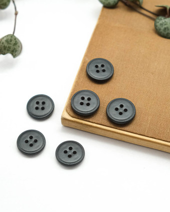 Bouton Imitation Cuir Piqure - Anthracite - Mercerine