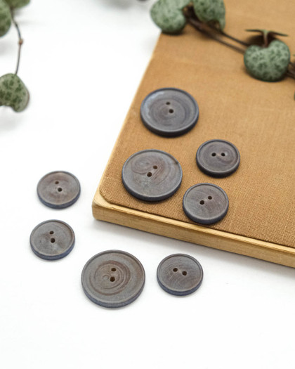 Bouton Bois Convexe - Bleu - Mercerine