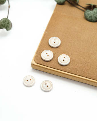 Bouton Bois Convexe - Blanc - Mercerine