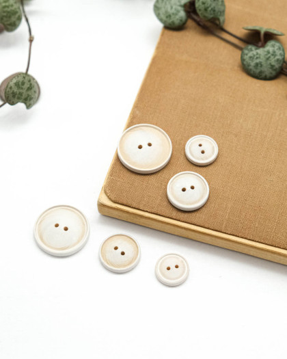 Bouton Bois Convexe - Blanc - Mercerine
