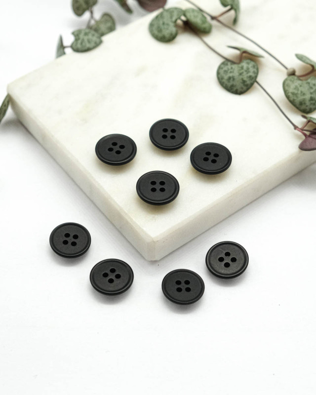 Bouton à coudre : haut à rebord noir 4 trous - Mercerine
