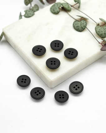 Bouton à coudre : haut à rebord noir 4 trous - Mercerine