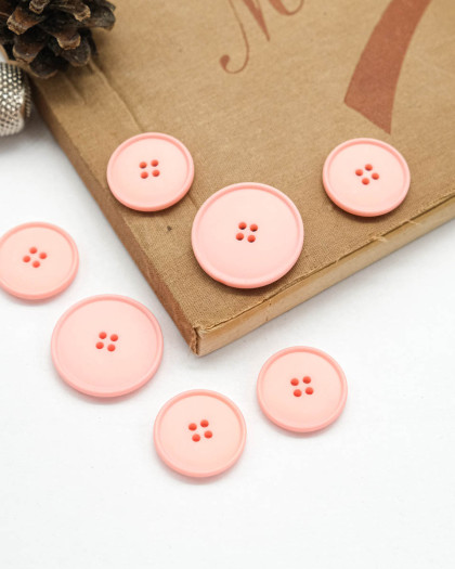 Bouton Polyester Bombé Mat - Rose - Mercerine