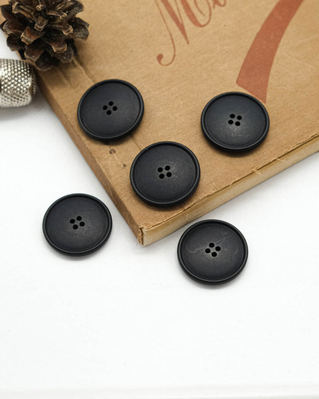 Bouton à coudre : bleu marine mat 4 trous - Mercerine
