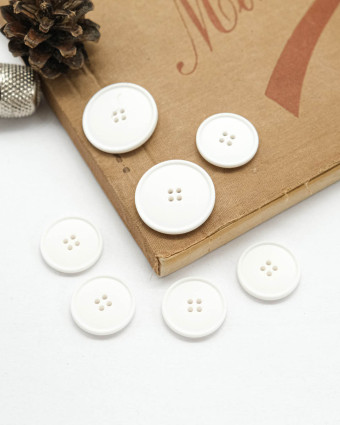 Bouton Polyester Bombé Mat - Blanc - mercerine