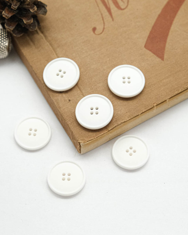 Bouton à coudre : blanc mat 4 trous - Mercerine