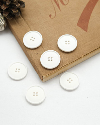 Bouton à coudre : blanc mat 4 trous - Mercerine