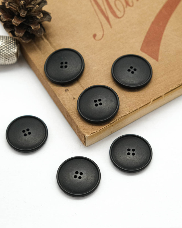 Bouton à coudre : noir mat 4 trous - Mercerine
