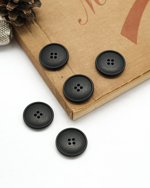 Bouton à coudre : noir mat 4 trous - Mercerine