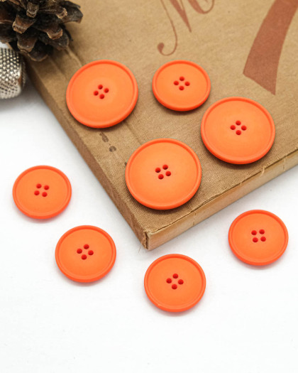 Bouton Polyester Bombé Mat - Orange - Mercerine