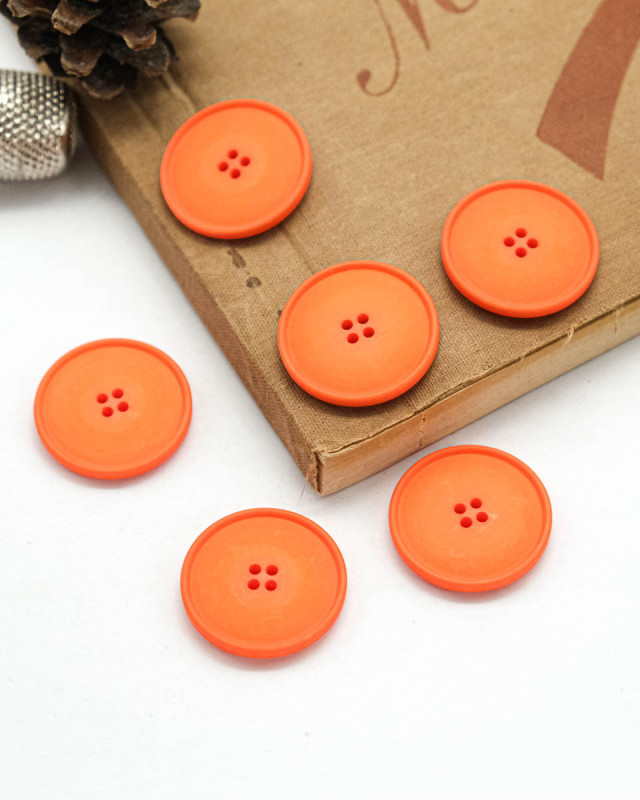 Bouton à coudre : orange mat 4 trous - Mercerine