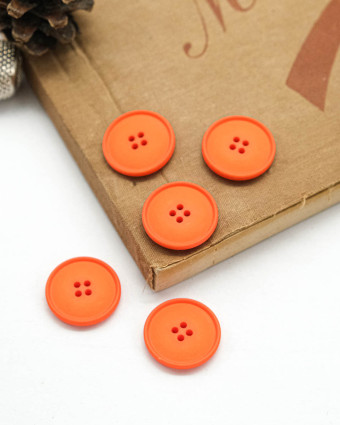 Bouton à coudre : orange mat 4 trous - Mercerine