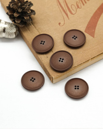 Bouton à coudre : marron mat 4 trous - Mercerine