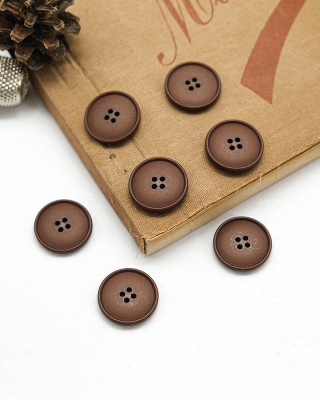 Bouton à coudre : marron mat 4 trous - Mercerine