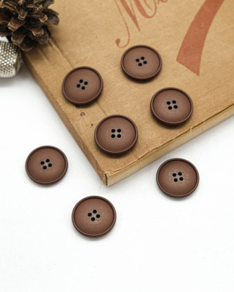 Bouton à coudre : marron mat 4 trous - Mercerine