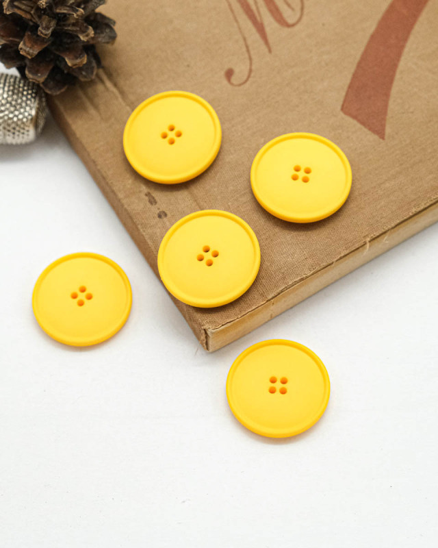 Bouton à coudre : jaune mat 4 trous - Mercerine