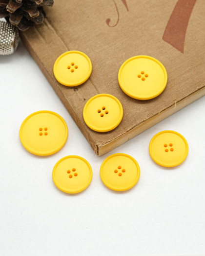 Bouton Polyester Bombé Mat - Jaune - Mercerine