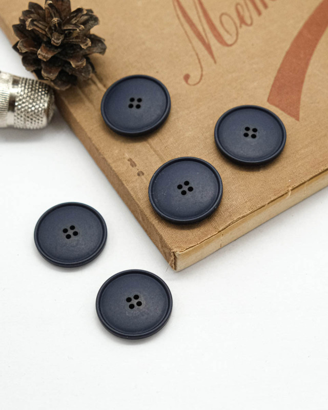 Bouton à coudre : bleu mat 4 trous - Mercerine