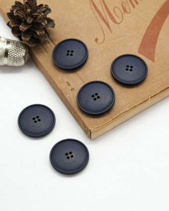 Bouton à coudre : bleu mat 4 trous - Mercerine