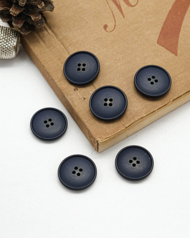 Bouton à coudre : bleu mat 4 trous - Mercerine