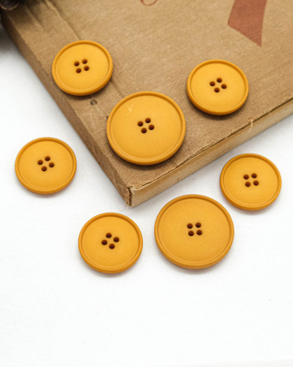 Bouton Polyester Bombé Mat - Jaune Moutarde - Mercerine