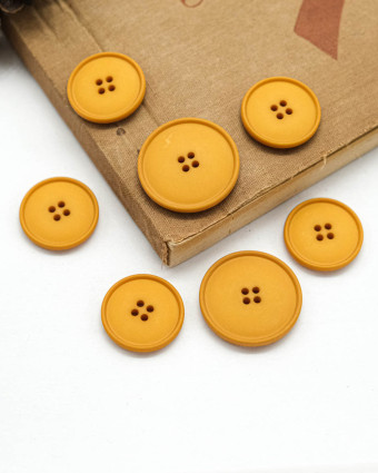 Bouton Polyester Bombé Mat - Jaune Moutarde - Mercerine