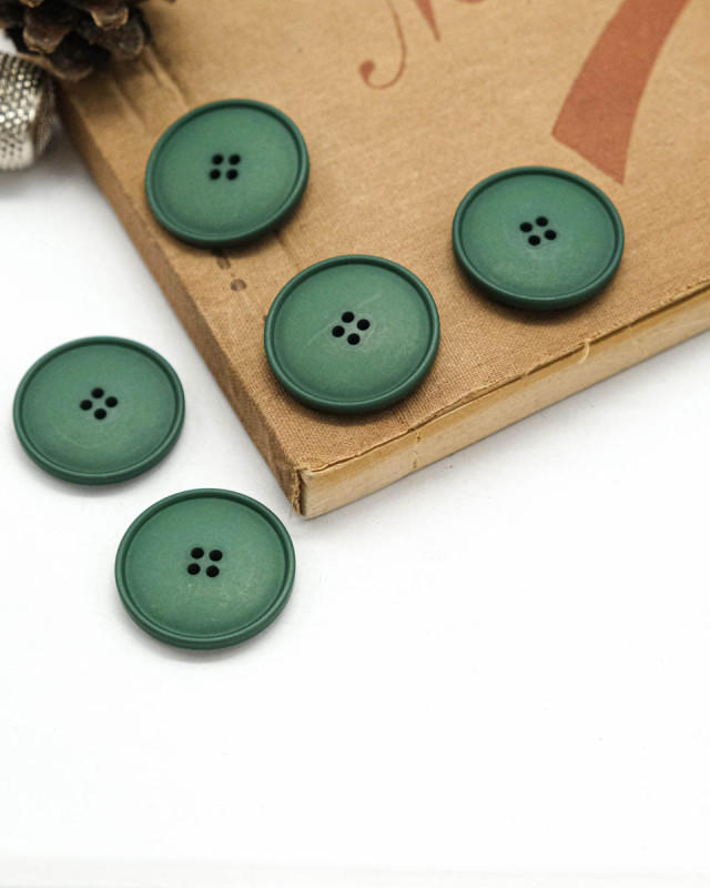 Bouton à coudre : vert mat 4 trous - Mercerine