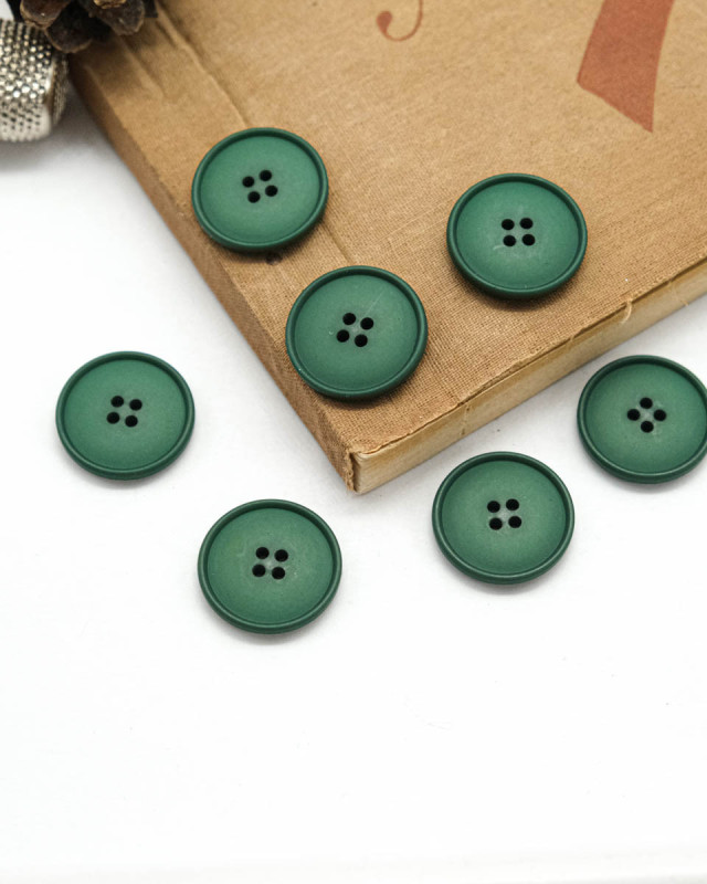 Bouton à coudre : vert mat 4 trous - Mercerine