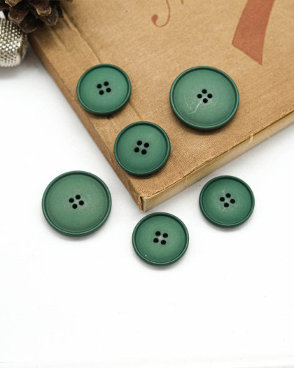 Bouton Polyester Bombé Mat - Vert - Mercerine