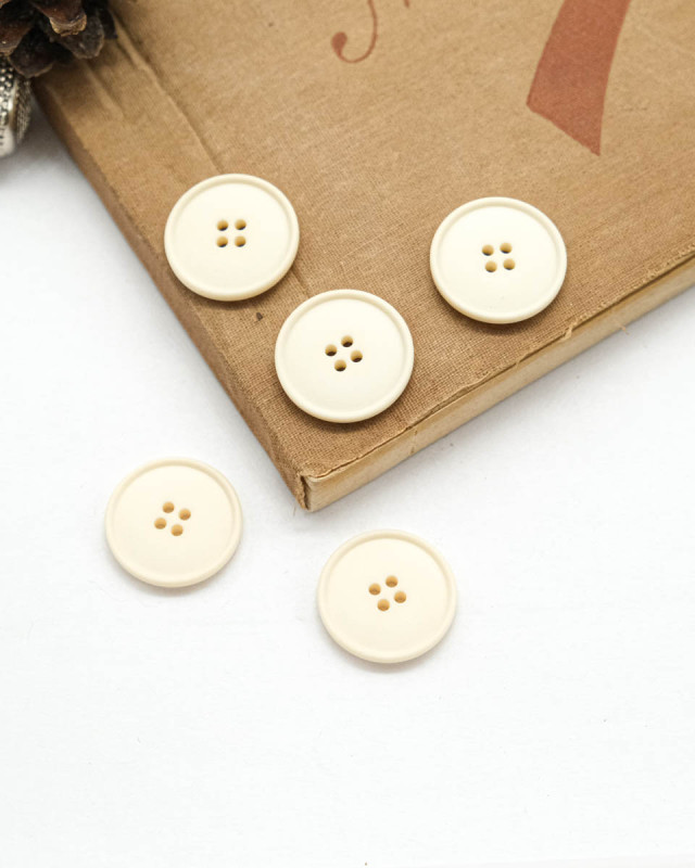 Bouton à coudre : beige mat et bombé à 4 trous - Mercerine