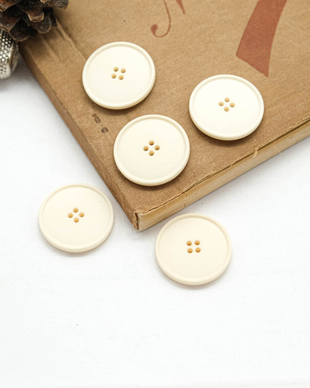 Bouton à coudre : beige mat et bombé à 4 trous - Mercerine