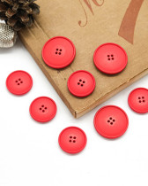 Bouton Polyester Bombé Mat - Rouge