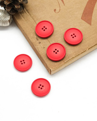 Bouton à coudre : rouge mat 4 trous - Mercerine