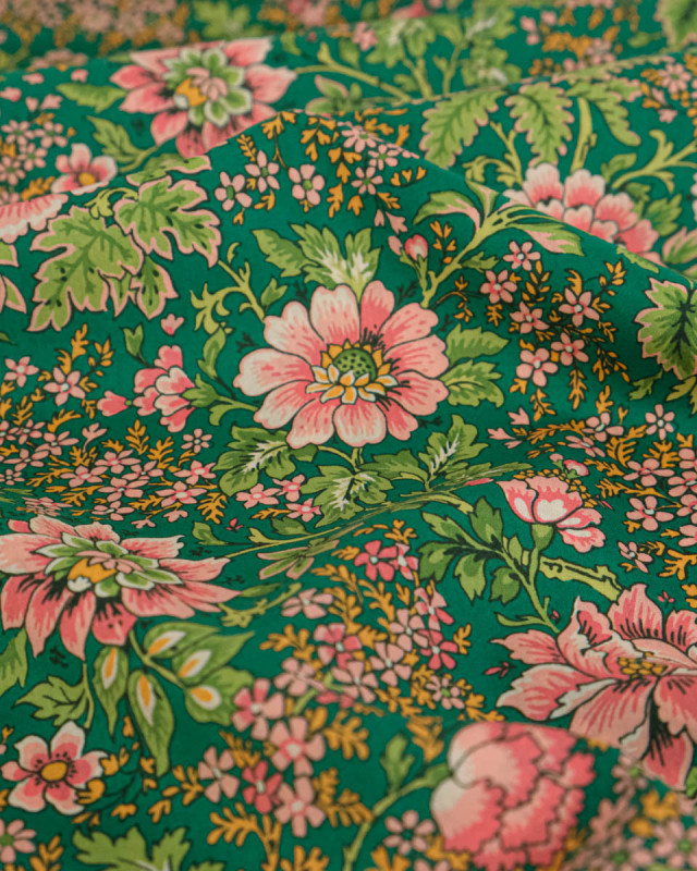 Tissu Liberty Fabrics@ Garden Melody - Vine Garden Vert - Mercerine