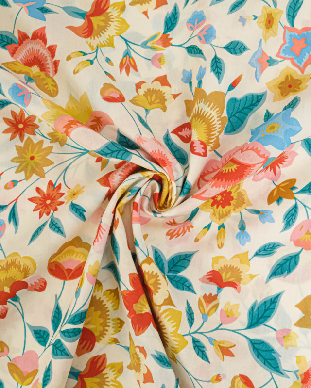 Tissu Liberty Fabrics@ Garden Melody - Carnival Corsage Jaune - Mercerine