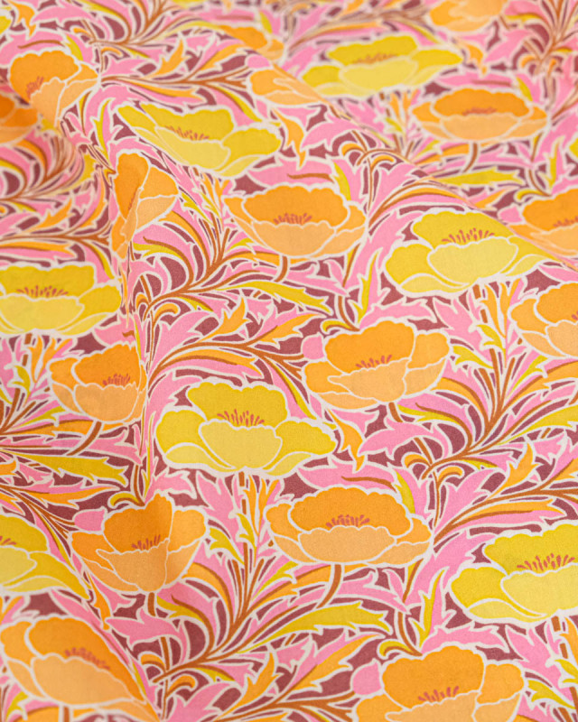 Tissu Liberty Fabrics@ Garden Melody - Poppy Canopy Jaune - Mercerine