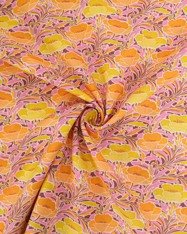Tissu Liberty Fabrics@ Garden Melody - Poppy Canopy Jaune - Mercerine
