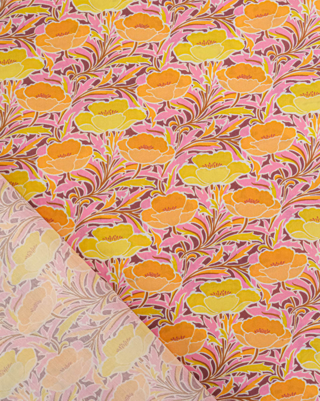Tissu Liberty Fabrics@ Garden Melody - Poppy Canopy Jaune - Mercerine