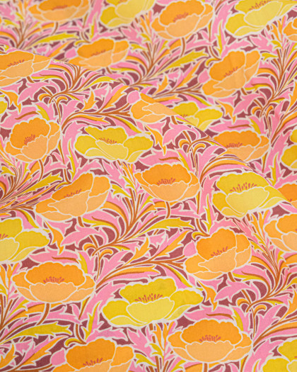 Tissu Liberty Fabrics@ Garden Melody - Poppy Canopy Jaune - Mercerine