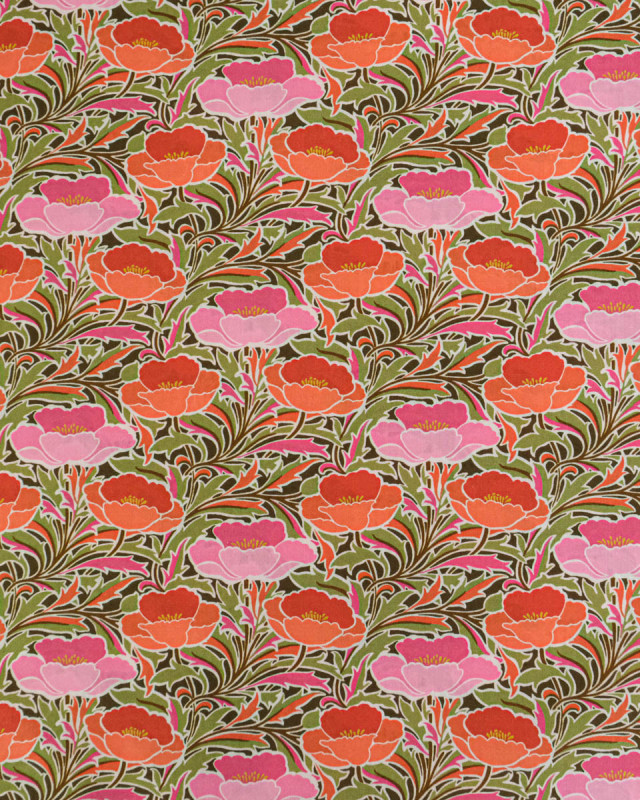 Tissu Liberty Fabrics@ Garden Melody - Poppy Canopy Terracotta - Mercerine
