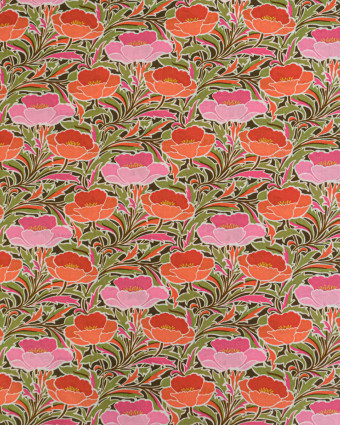 Tissu Liberty Fabrics@ Garden Melody - Poppy Canopy Terracotta - Mercerine