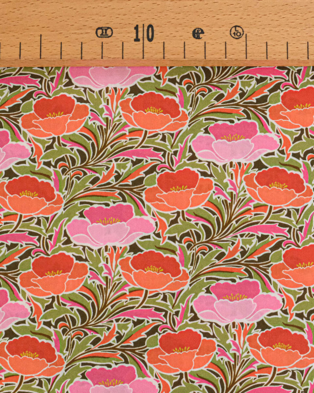Tissu Liberty Fabrics@ Garden Melody - Poppy Canopy Terracotta - Mercerine